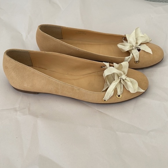 J. Crew| Leather Nude Tie Ballet Flats| Size 6.5| Made in Italy - Picture 3 of 6